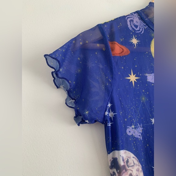 Horoscopez by Dolls Kill - navy blue mesh celestial dress - Picture 6 of 10